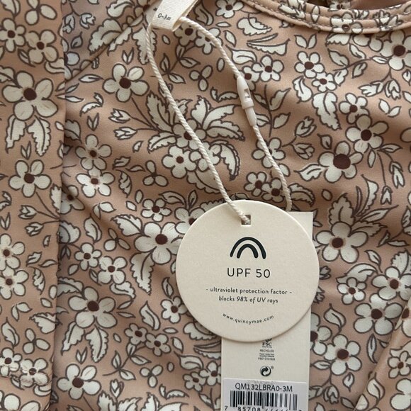 Quincy Mae Apricot Floral Rashguard | New with Tags | 0-3M - Picture 3 of 5